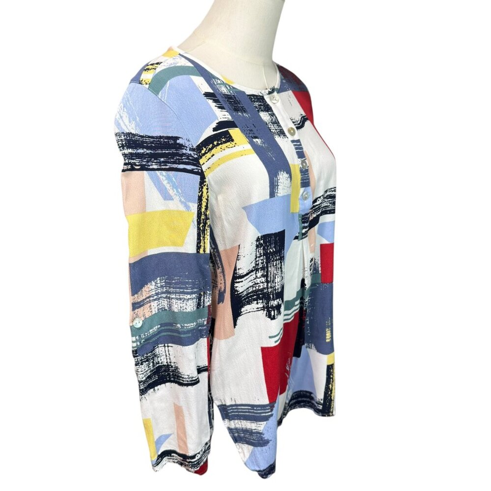 John Mark Abstract Print Button Blouse Size Small - image 3